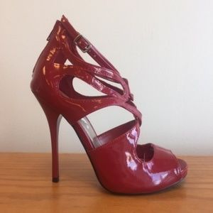 Qupid Red Strappy Heels